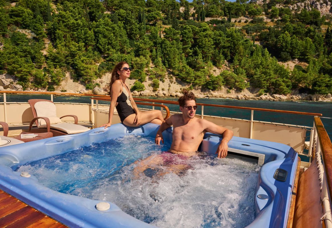 Luxury Superyacht Seagull II cruising the Adriatic near Split, Croatia